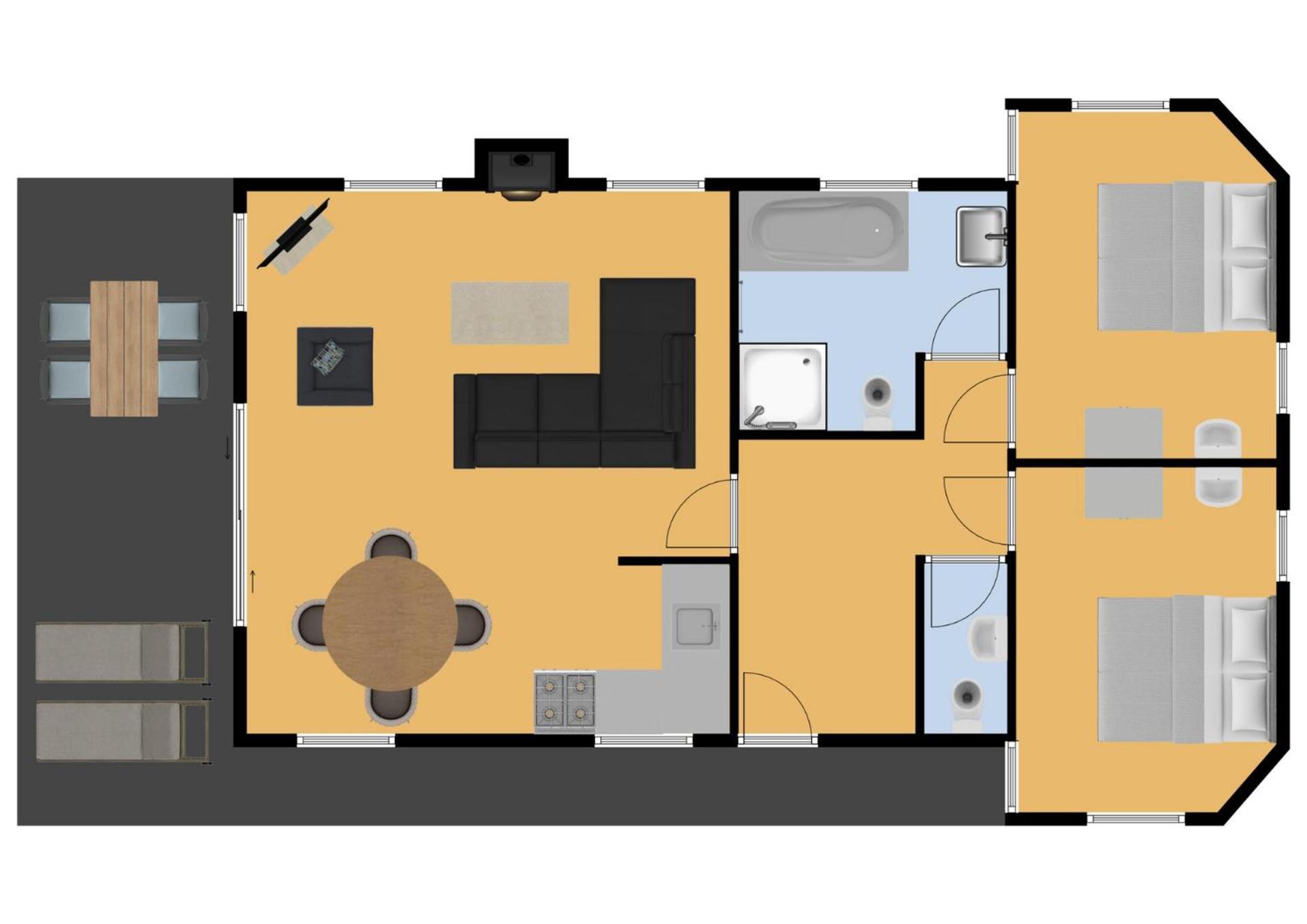 Bungalow mit 2 Schlafzimmern